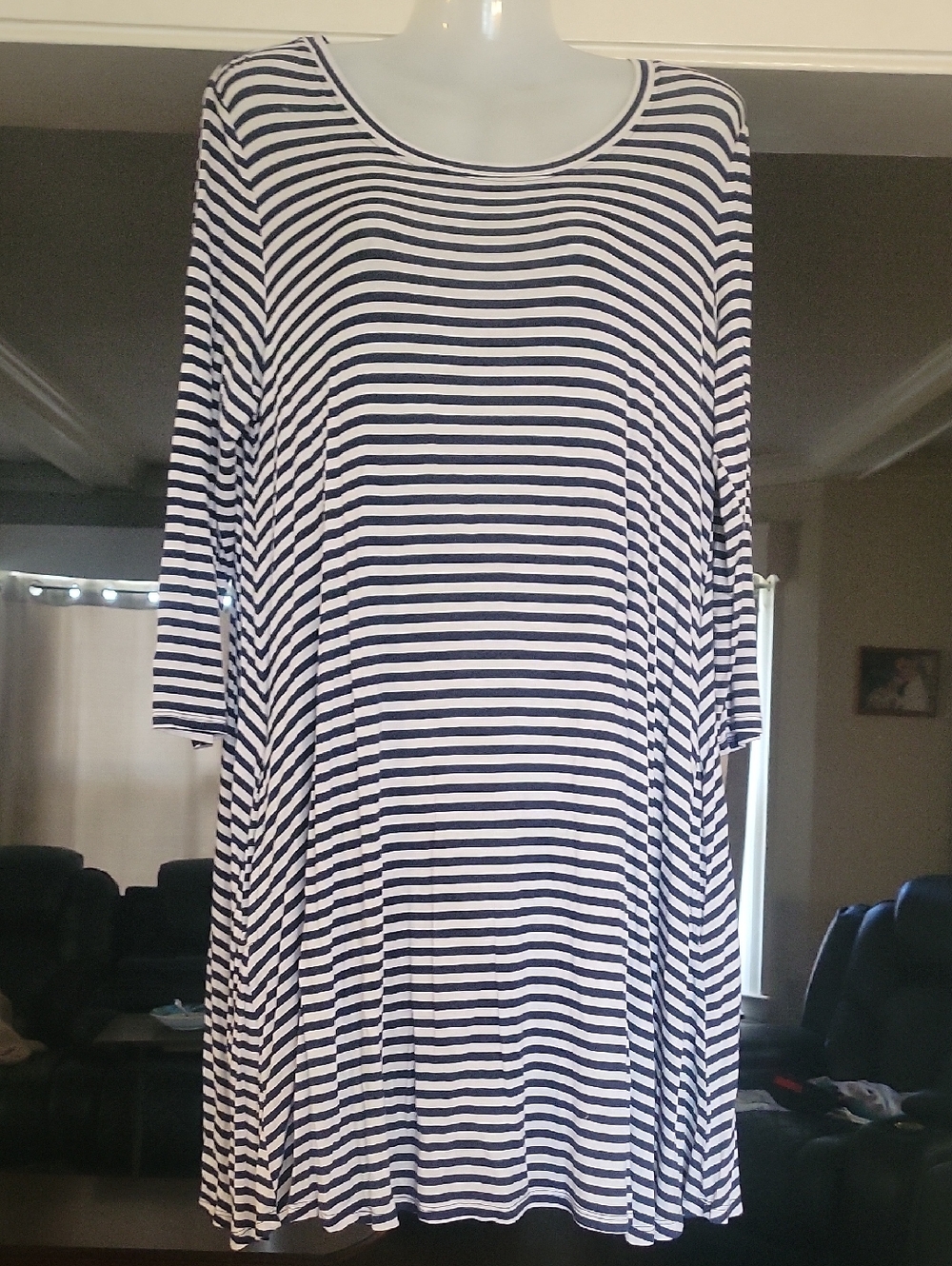 Striped Navy and White Swing Dress - Classic Casual